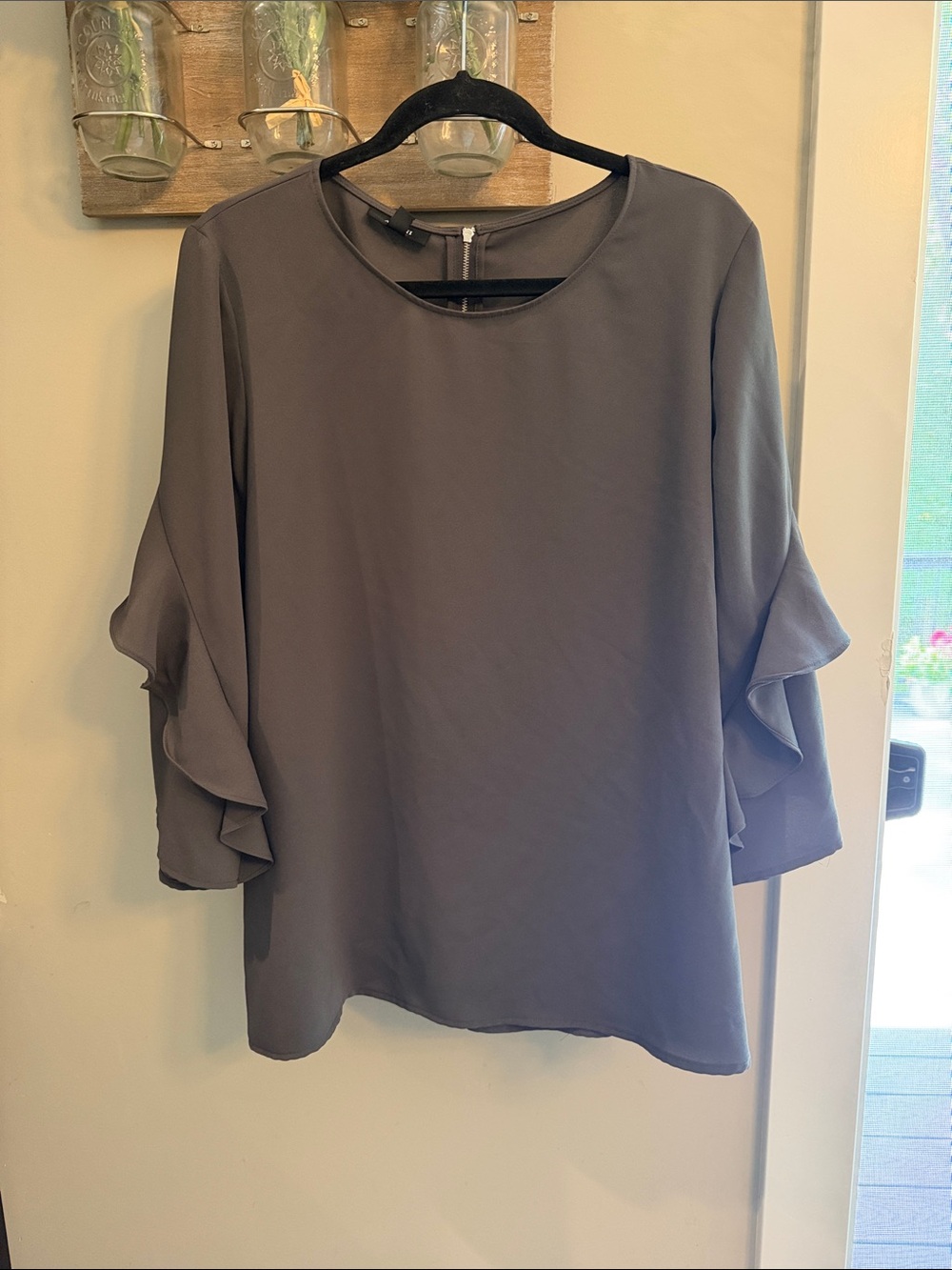 Alfani Green Ruffle Sleeve Blouse